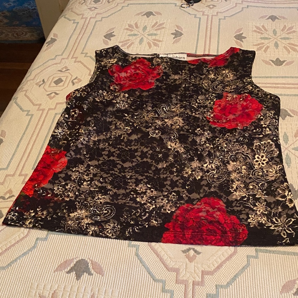 Black and Red Lacey Floral Top